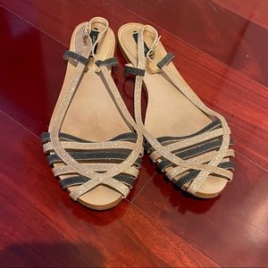 Zara Glistening Strappy Peep-Toe Flats